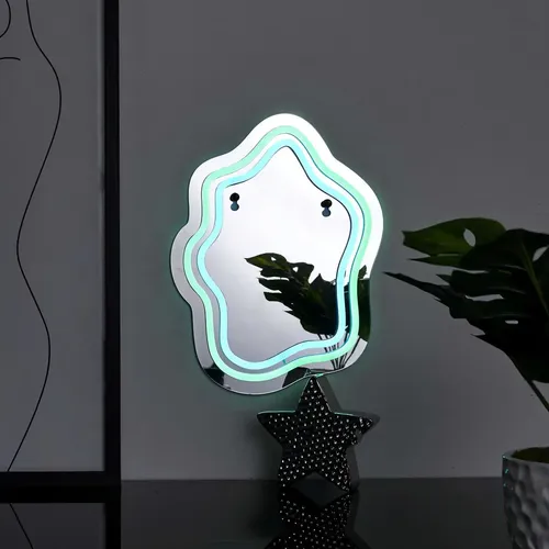 Espejo Decorativo Irregular con Luz Led Efecto Neón