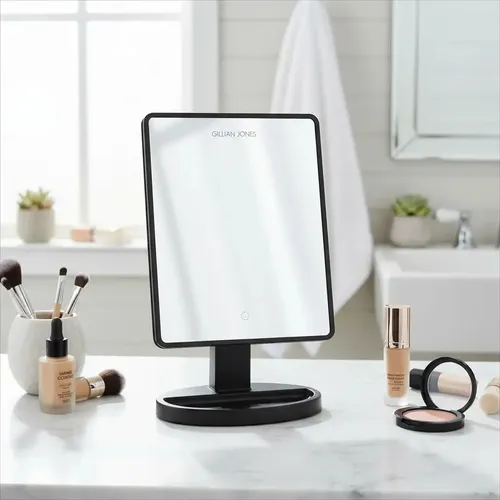 Espejo Maquillaje 16 Luces Led Touch Rotacion 360° Usb Marco Negro