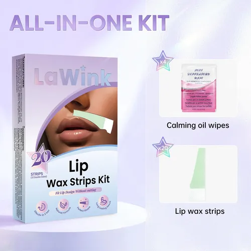 Láminas De Cera Para Labios Lawink, 20 Tiras Y 4 Toallitas D
