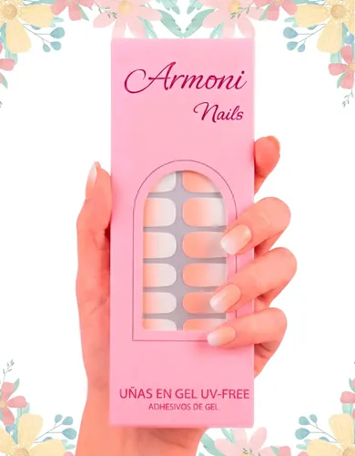 Stickers De Uñas Gel X22 Adhesivas Con Diseño Sin Lámpara Uv