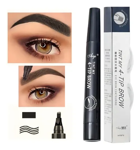 Bolígrafo microblading para cejas con punta de horquilla 3D, color negro