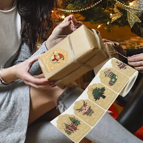 300 Uds. Etiquetas Adhesivas De Feliz Navidad Para Hacer