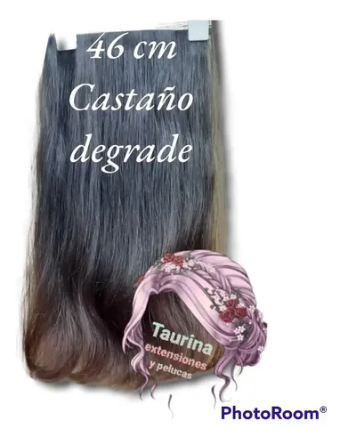 Cortina Natural 46 Cm Largo Con Vincha+micropeinetas Color Castaño Degrade