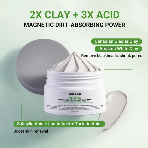 Dr.leo 3x Acid Clay Mask With Amazonian White & Glacier
