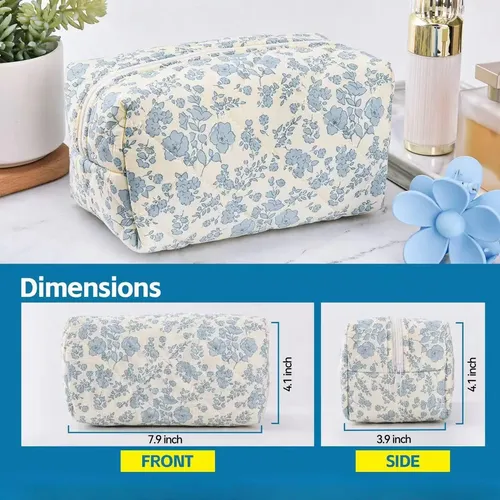 Bolsa De Maquillaje Floral, Bolsa De Maquillaje Acolchada [