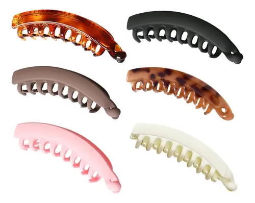 6 Pcs Tipo Banana Para Mujer De Plástico Con Sujeción Fuerte