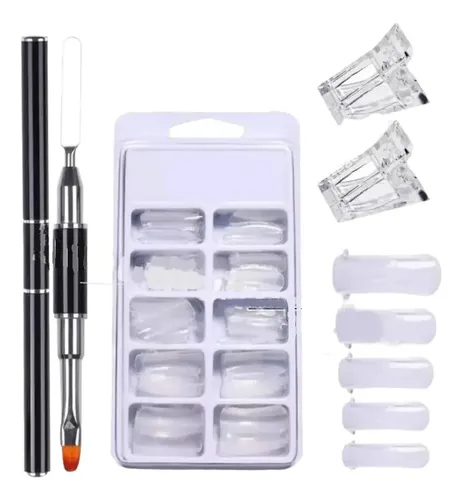 Kit X4 Cápsula Dual Broches Sujetadores Pincel Para Polygel