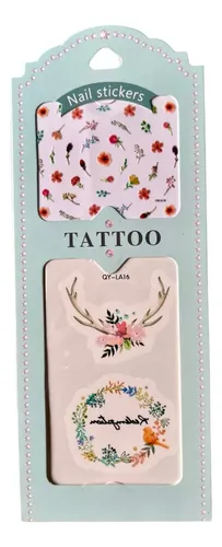 Nail Stickers Tattoo Decoración Uñas Flores Rosas Fiesta Corona floral