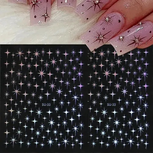 5 Pegatinas De Metal Con Forma De Estrella Láser For Uñas,