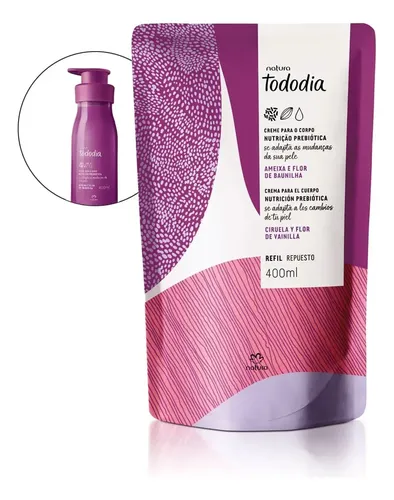 Crema corporal hidratante Tododia de Natura Refil, 400 ml, fragancia de ciruela y flor de vainilla
