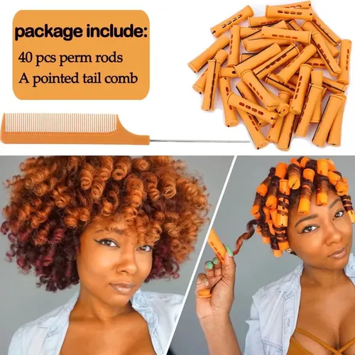 Set 40 Rulos Plásticos Naranja Para Rulos Fríos Cabello