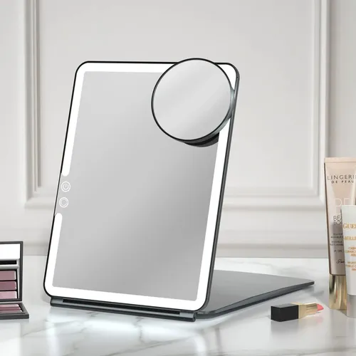 Espejo De Maquillaje Funtouch Portátil Con Luz 10×7.5 Negro