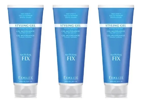 Gel Fijacion Natural Pomo 230 Gr Fidelite X3 Kit Combo Peluq