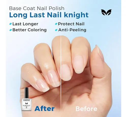Base Y Top Coat Esmalte De Uñas Morovan 2pcs Secado Rápido