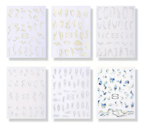 6 Hojas De Pegatinas Autoadhesivas Para Decorar Uñas