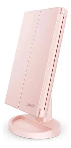 Espejo De Maquillaje Deweisn Con Luz Led 21 Y Aumento Rosa