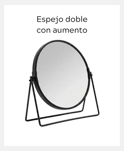 Espejo Doble Maquillaje 7 Pdas C/aumento 17cm Base De Hierro