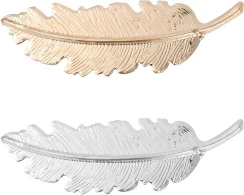 Dos Horquillas De Plumas Con Hojas Grandes Para Mujer