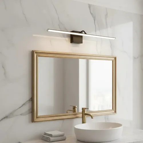 Aplique Pared Cuadros Movil Led 80 Cm Baño Espejos Luz Calida Direccionable Negro Gioluce