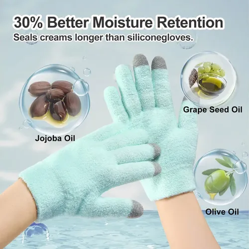 Guantes Hidratantes Silicona Verdes Con Vitamina E Y Jojoba