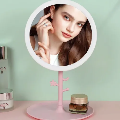 Espejo De Maquillaje Con Luz Led Usb Redondo Con Ganchitos