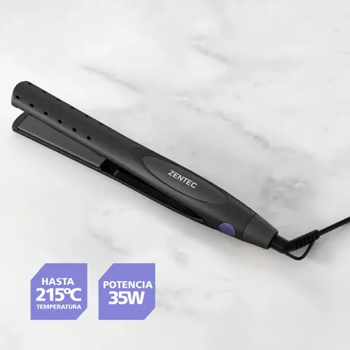 Plancha de Pelo Zentec PPZ-611 2 en 1 Cerámica 215°C Negro