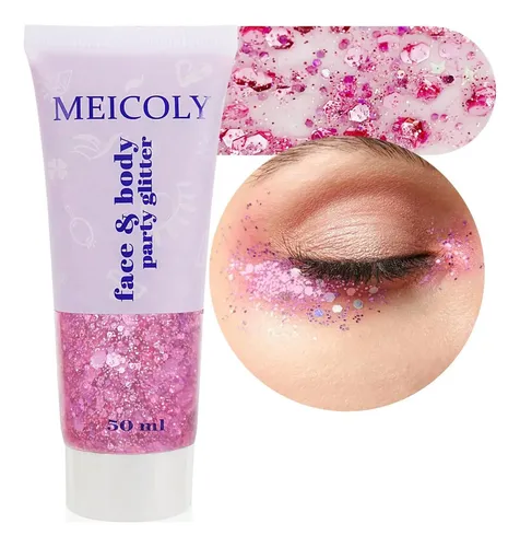 Meicoly Glitter Corporal Rosa 50 G Hexagonal Purpurina Rosa