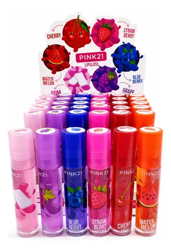 Brillo Labial Roll On Glitter 36 Unidades Pink 21 Frutales