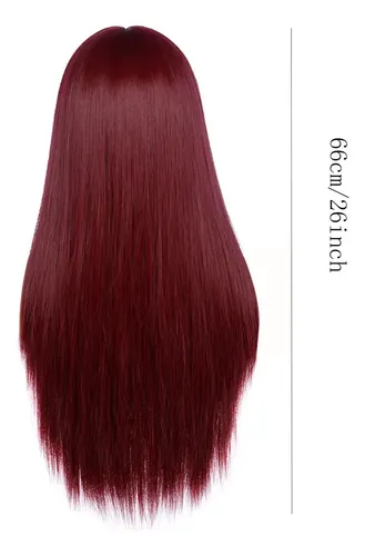 Peluca De Pelo Largo Y Liso Para Mujer, Color Rojo C11