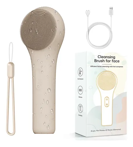 Cepillo De Masaje Facial Con Rodillo Vibratorio Para Limpiez Beige