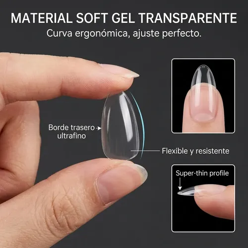 Tips Almendra Natural Para Manicura Profesional 480pcs