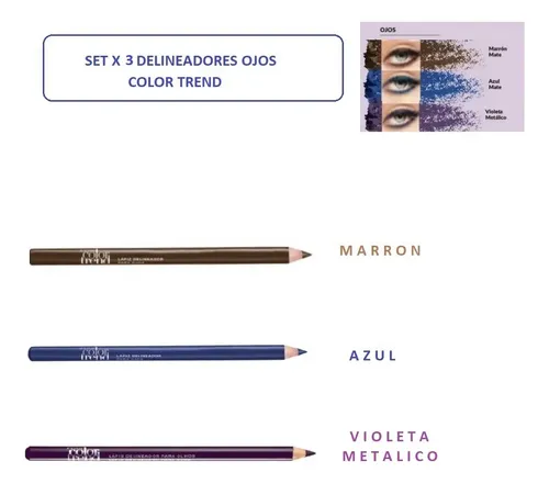 Delineador Ojos Marron Azul Violeta Setx3 Avon Color Trend