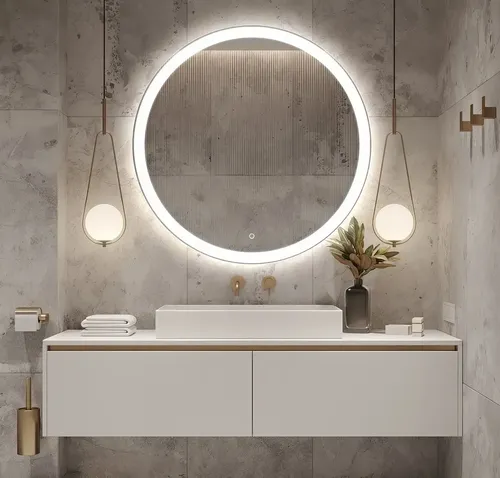Espejo Luz Led Táctil Touch Baño Redondo 80cm Premium!!!!