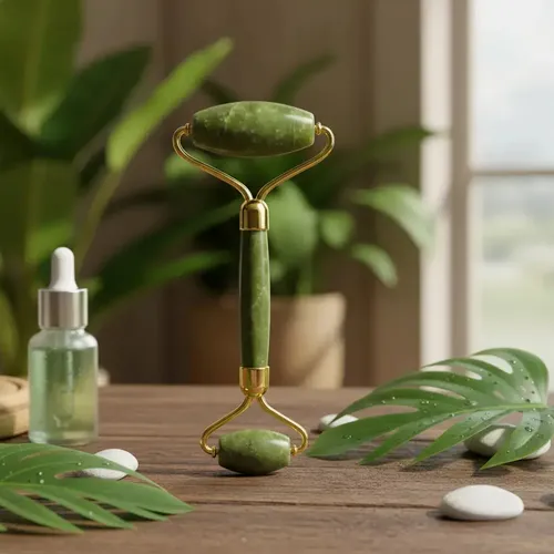 Jade Roller Masajeador Facial Y Piedra Gua Sha Original Set