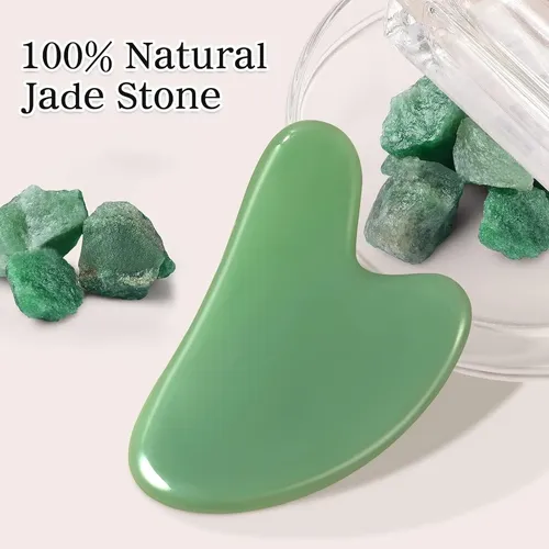 Set Gua Sha Y Rodillo Facial Hzlxmyxo1 Piedra Verde