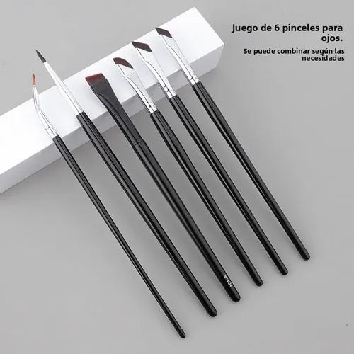 Set De 6 Pinceles De Maquillaje Ojos Sombra Brillo Contorno