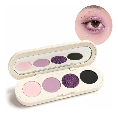 Paleta Sombras Ojos 4 Tonos Mate Glitter Compacta Novo