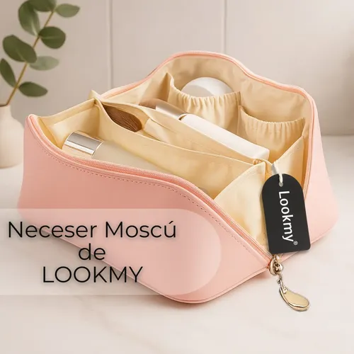 Neceser Rosa Modelo Moscú De Lookmy Porta Maquillaje Mujer | Porta cosméticos de eco cuero para viaje o baño