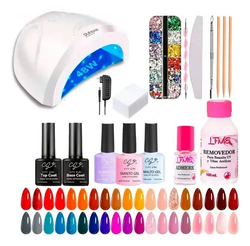 Kit Inicial Uñas Semipermanente Manicura Strass Gelificadas
