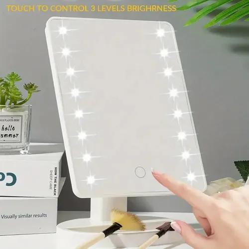 Espejo Maquillaje Portatil Mesa Touch Luz Led Usb Recargable