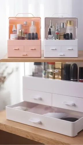 Caja Organizador De Cosméticos Alhajas Cajones Maquillaje Color Rosa