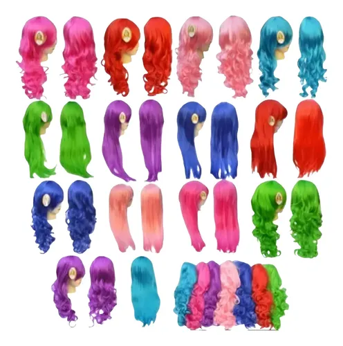Peluca Colores Orgánica Cabello Kanekalon Cosplay Largas