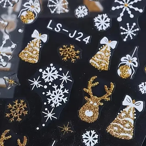 + 4 Pegatinas Navideñas For Uñas, Elementos Reflectantes –