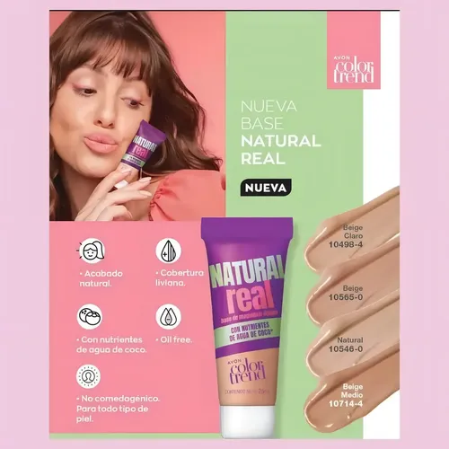 Base De Maquillaje Liquida Natural Real Avon Color Trend Tono Beige claro