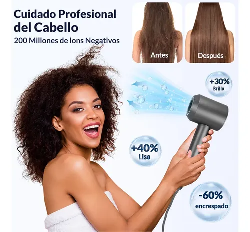 Secador De Pelo Iones Profesional Alta Velocidad Con Difusor
