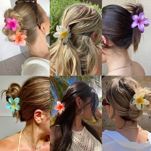 Cxre Clips Para El Cabello Berenjena 6 Piezas Flor 3d Ce