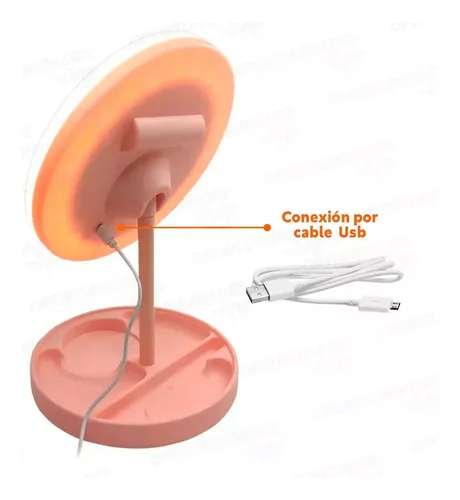 Espejo Organizador De Maquillaje Led Recargable Qs618