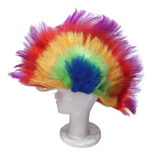 Peluca Punk Multicolor Cotillon Disfraz Fiesta Pelo Parado