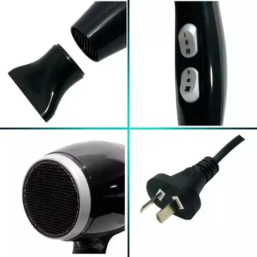Secador De Pelo 1800w Frio Calor Standard Secado Rapido Negro