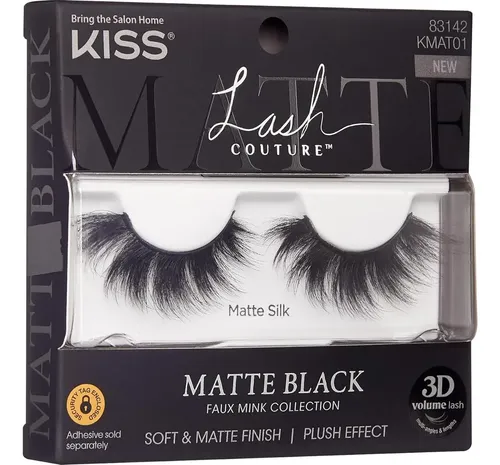 Pestañas Postizas Matte Black Kiss Couture 3d Con Visón